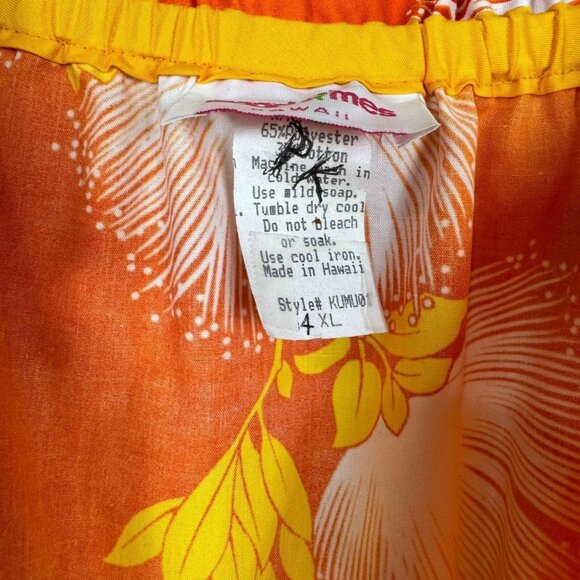 Vtg Good Times Made in Hawaii Tropical Muumuu Maxi Dress Orange Yellow 4XL - Picture 6 of 7